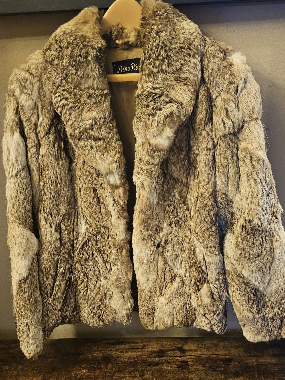Women's Plush RABBIT Fur Coat - Taupe